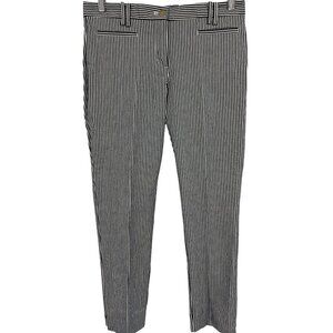 Ann Taylor Women Cotton Crop Pants Size 4 Black White Pinstripe Mid Rise Stretch